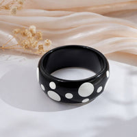 Bracelet Jonc Résine – Noir à Pois blancs