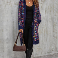 Gilet long multicolore bleu marine