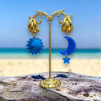 Boucles d'oreilles Astral Doré - Bleu