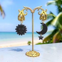 Boucles d'oreilles Astral Doré - Noir