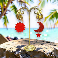 Boucles d'oreilles Astral Doré - Rouge
