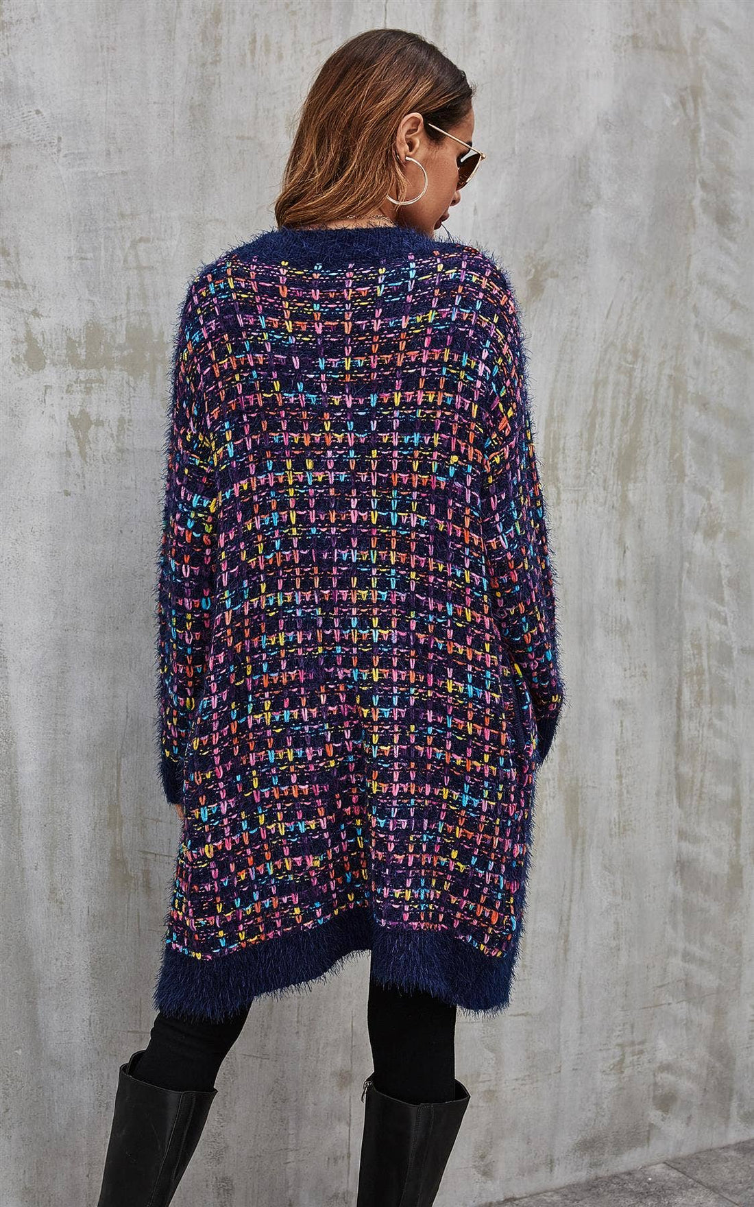 Gilet long multicolore bleu marine