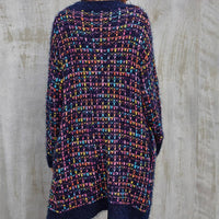 Gilet long multicolore bleu marine