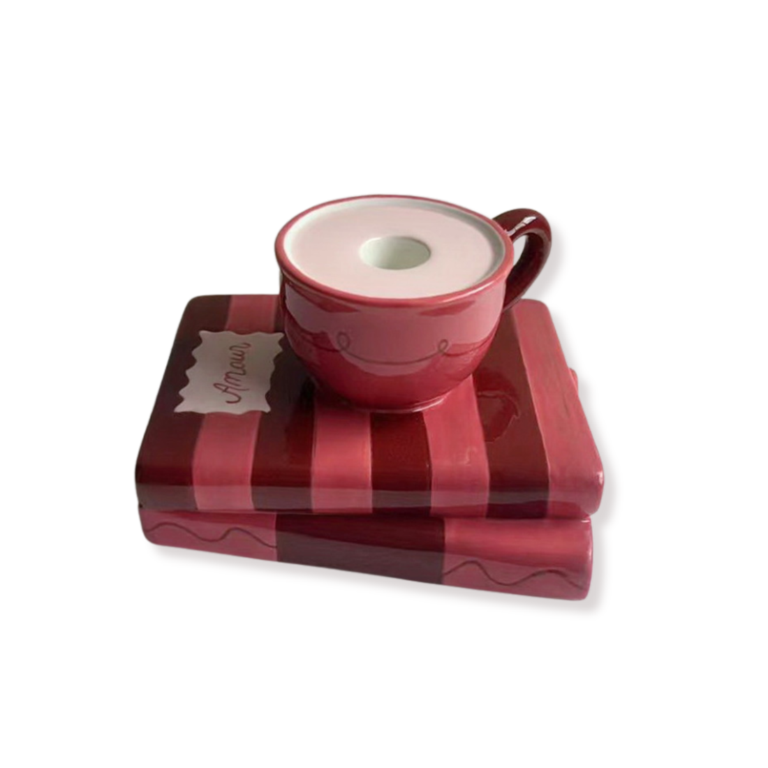 Bougeoir Tasse sur livres Amour