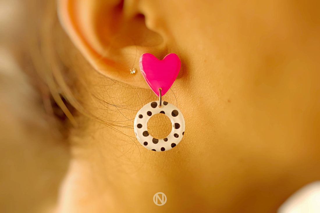 Boucles d’oreilles coeur et petit pois
