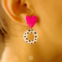 Boucles d’oreilles coeur et petit pois
