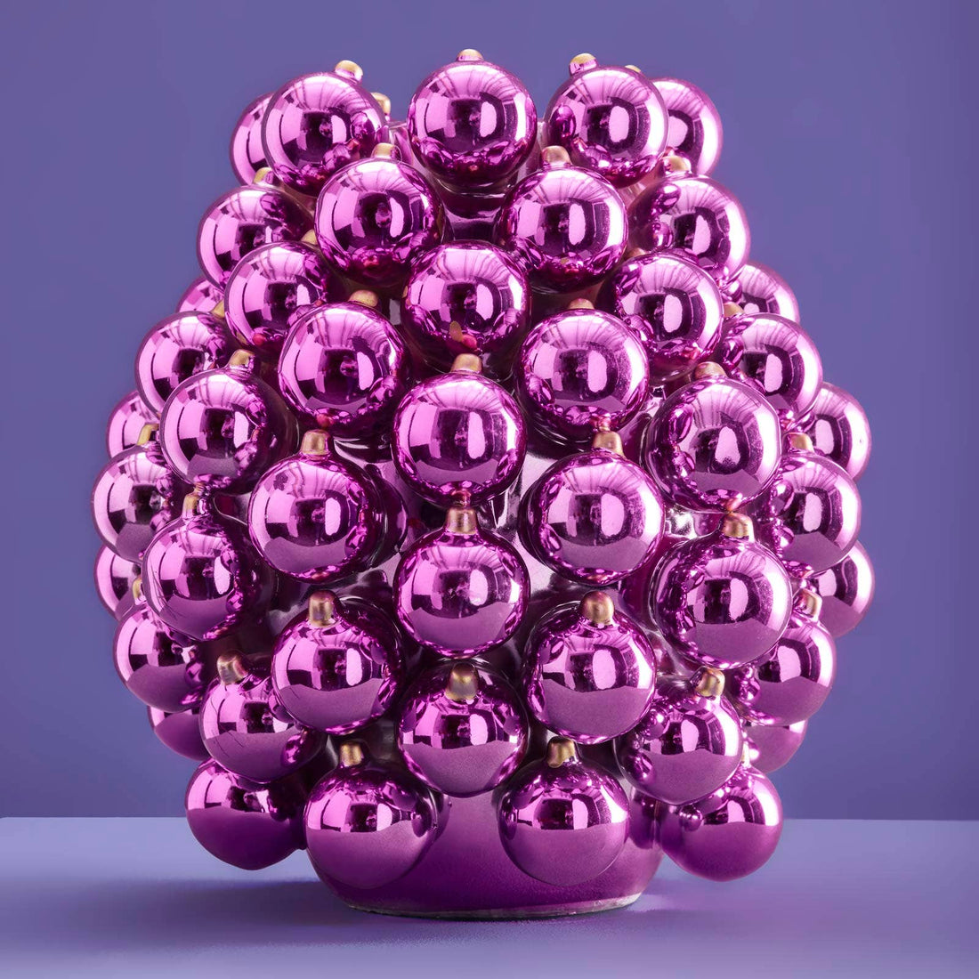 Vase boules métalisées lilas