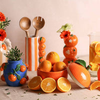 Vase Bleu Hestia 14cm Avec Oranges