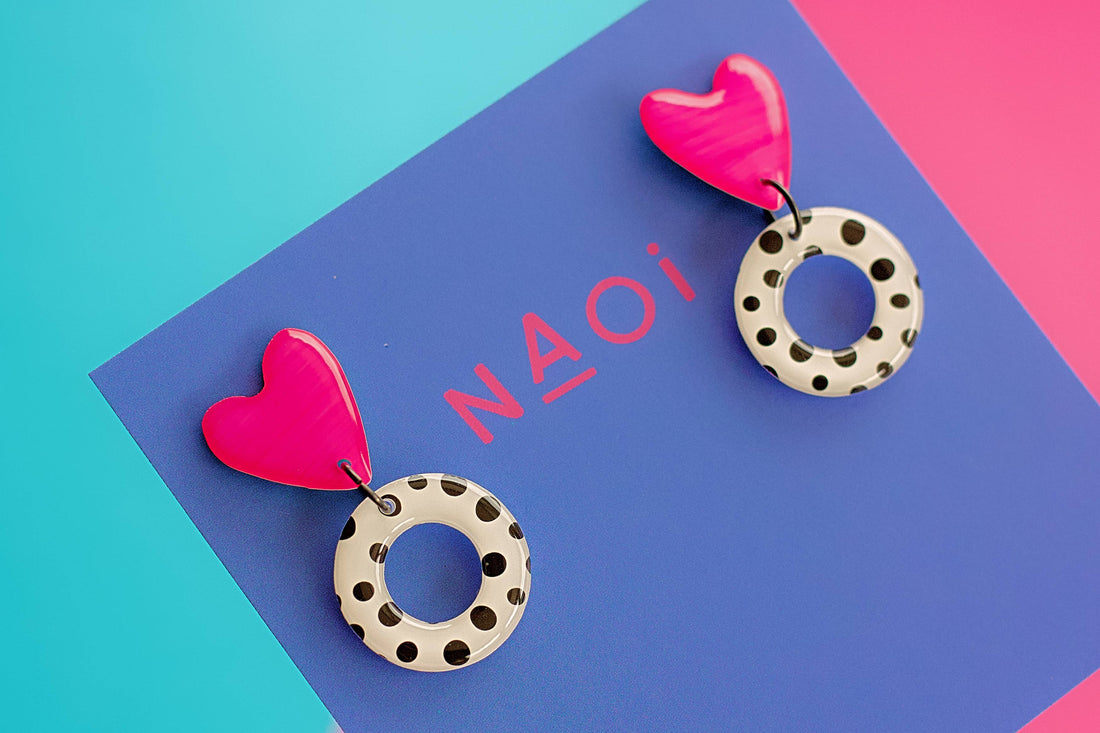 Boucles d’oreilles coeur et petit pois
