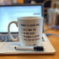 Tasse XXL avec cases à cocher + feutre.