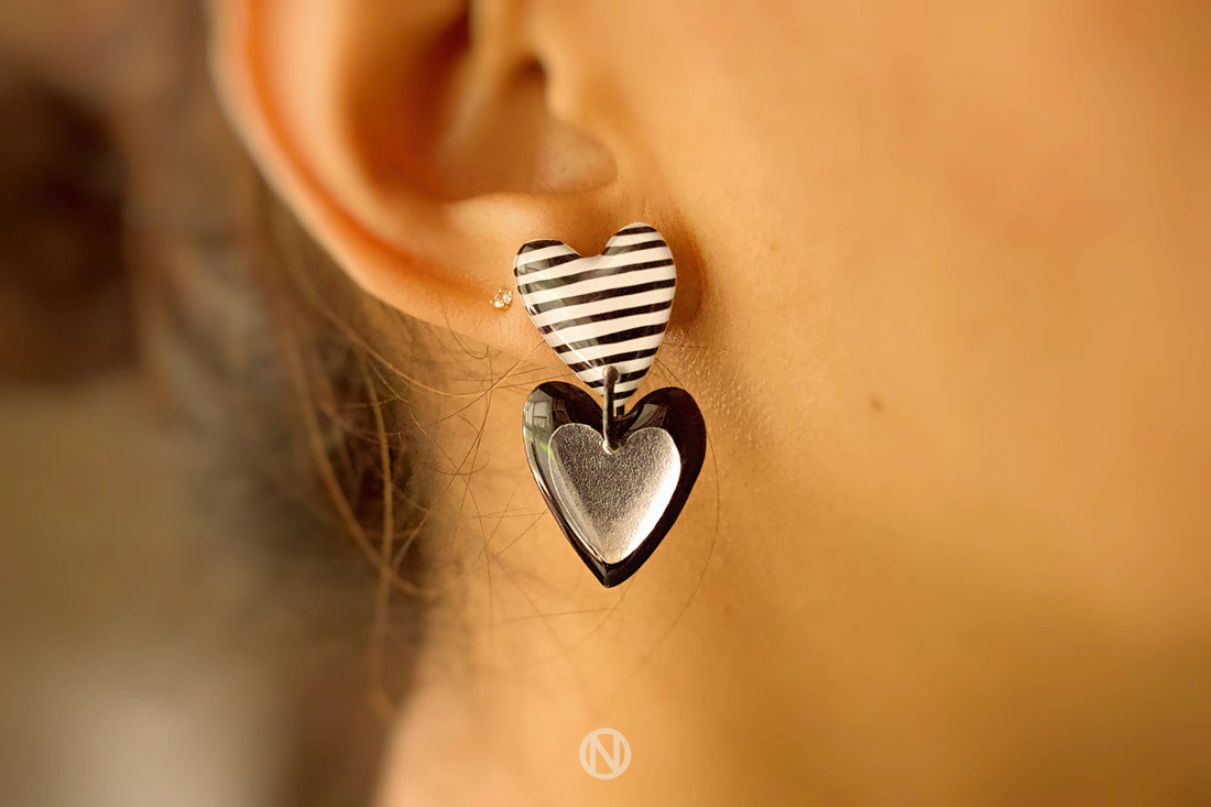 Boucles d’oreilles mini cœur double