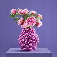 Vase boules métalisées lilas