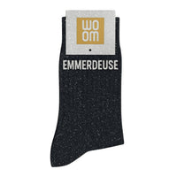 Chaussettes à Paillettes "Emmerdeuse" Noir