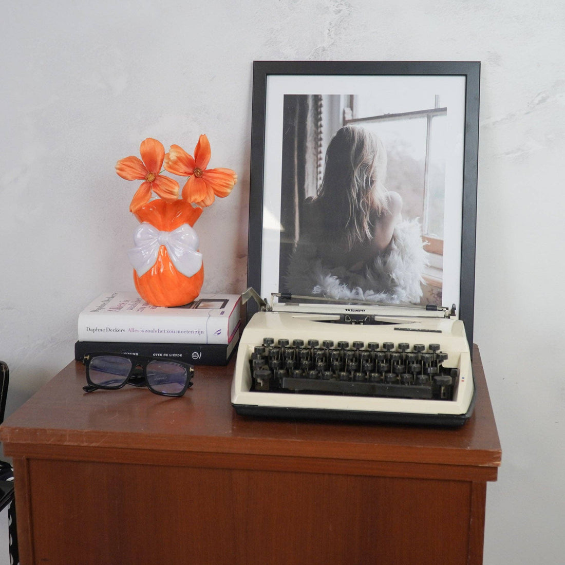 Vase - Bol - Dolomite - Orange/Lilas - 11x10x16cm