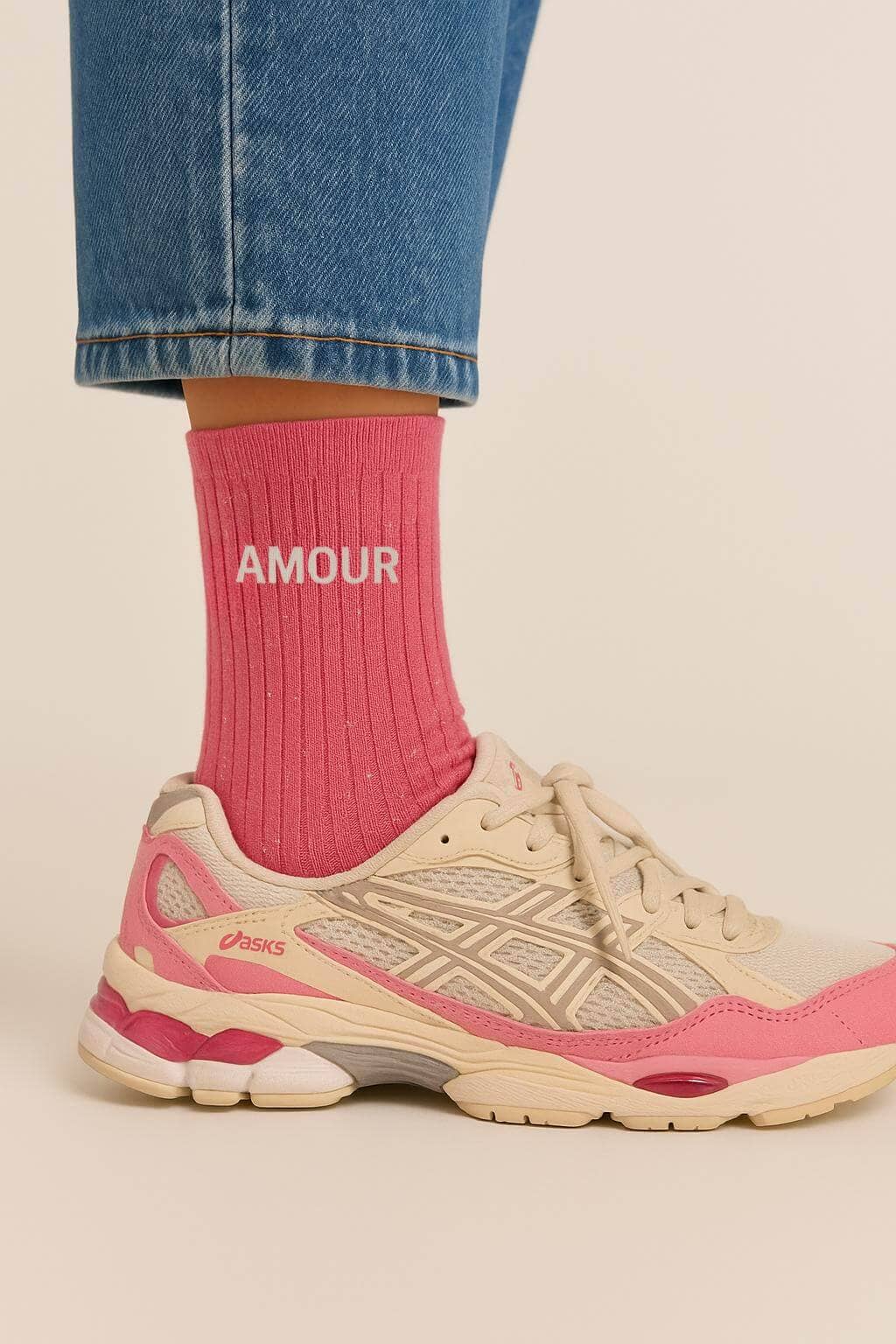 Chaussettes à Paillettes "Amour" Rose Bubble