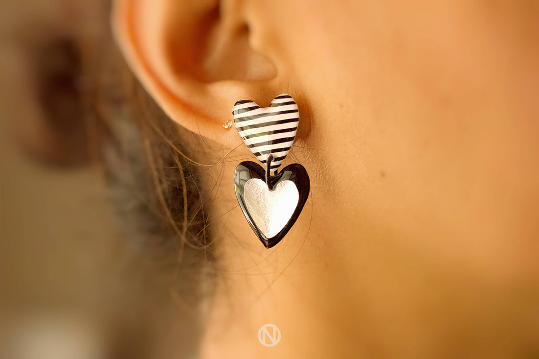 Boucles d’oreilles mini cœur double