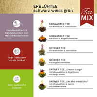 Coffret thé en fleur : thé noir, thé blanc et thé vert