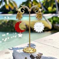 Boucles d'oreilles Astral Doré - Rouge
