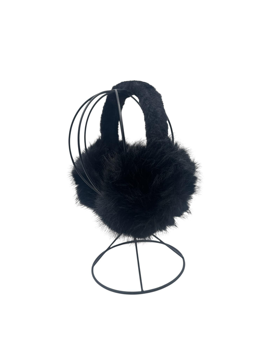 Cache-oreilles en fausse fourrure noire