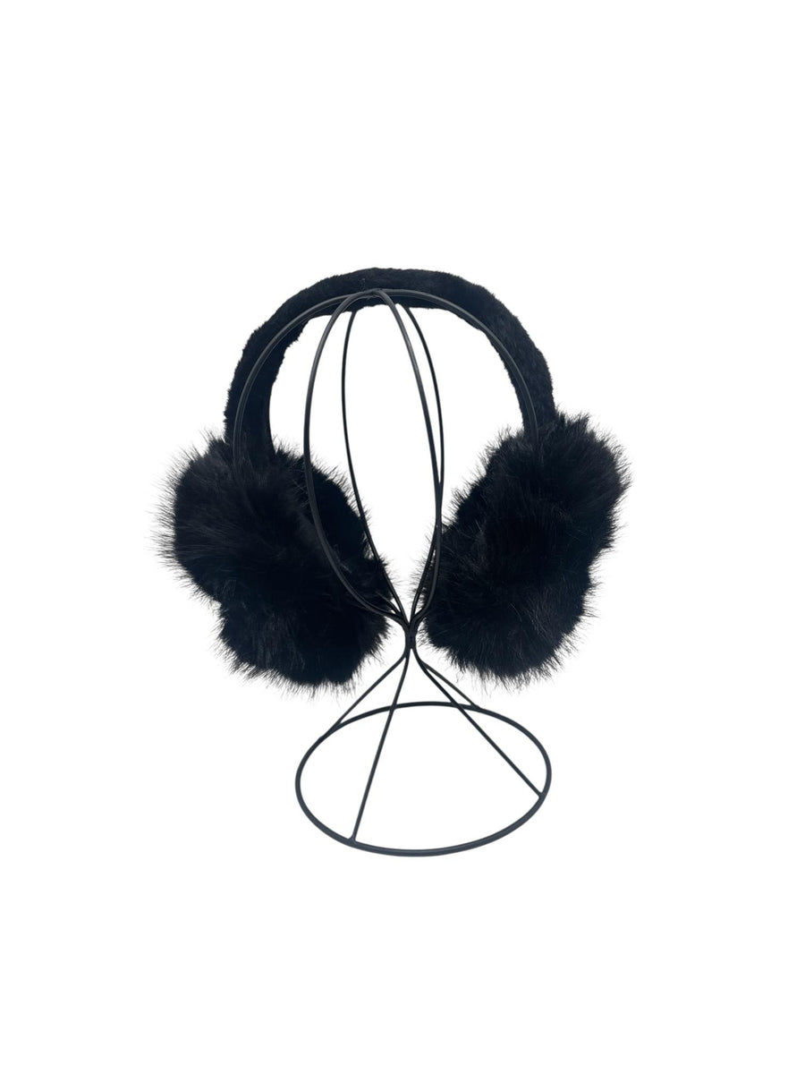 Cache-oreilles en fausse fourrure noire