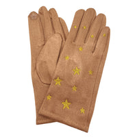 Gants en suédine étoilés – Noir ou Taupe
