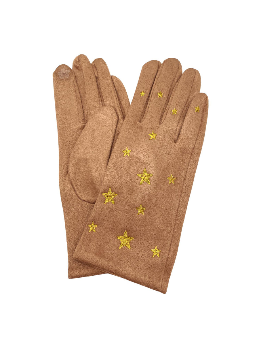 Gants en suédine étoilés – Noir ou Taupe