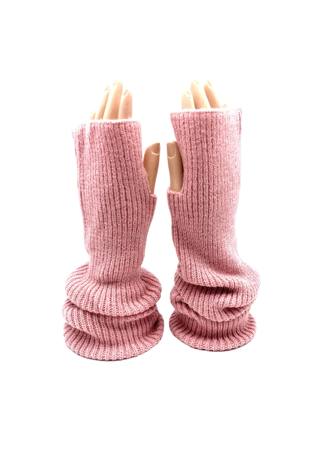 Mitaines longues en maille rose