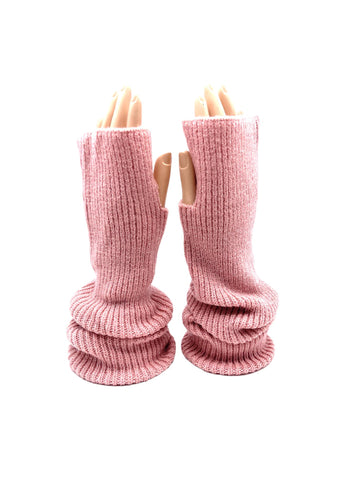 Mitaines longues en maille rose