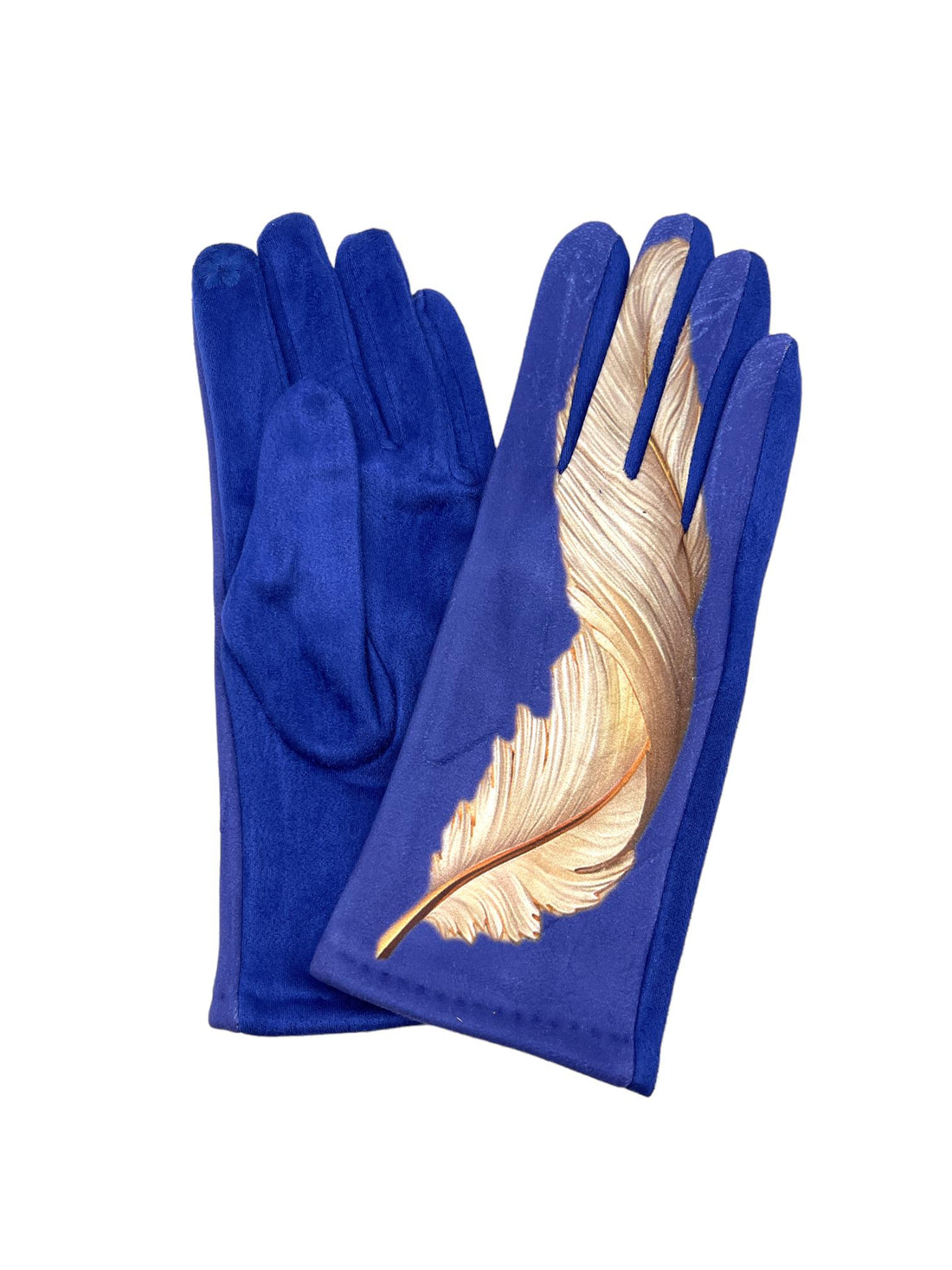Gants en suédine motif plume dorée – Royal ou Taupe