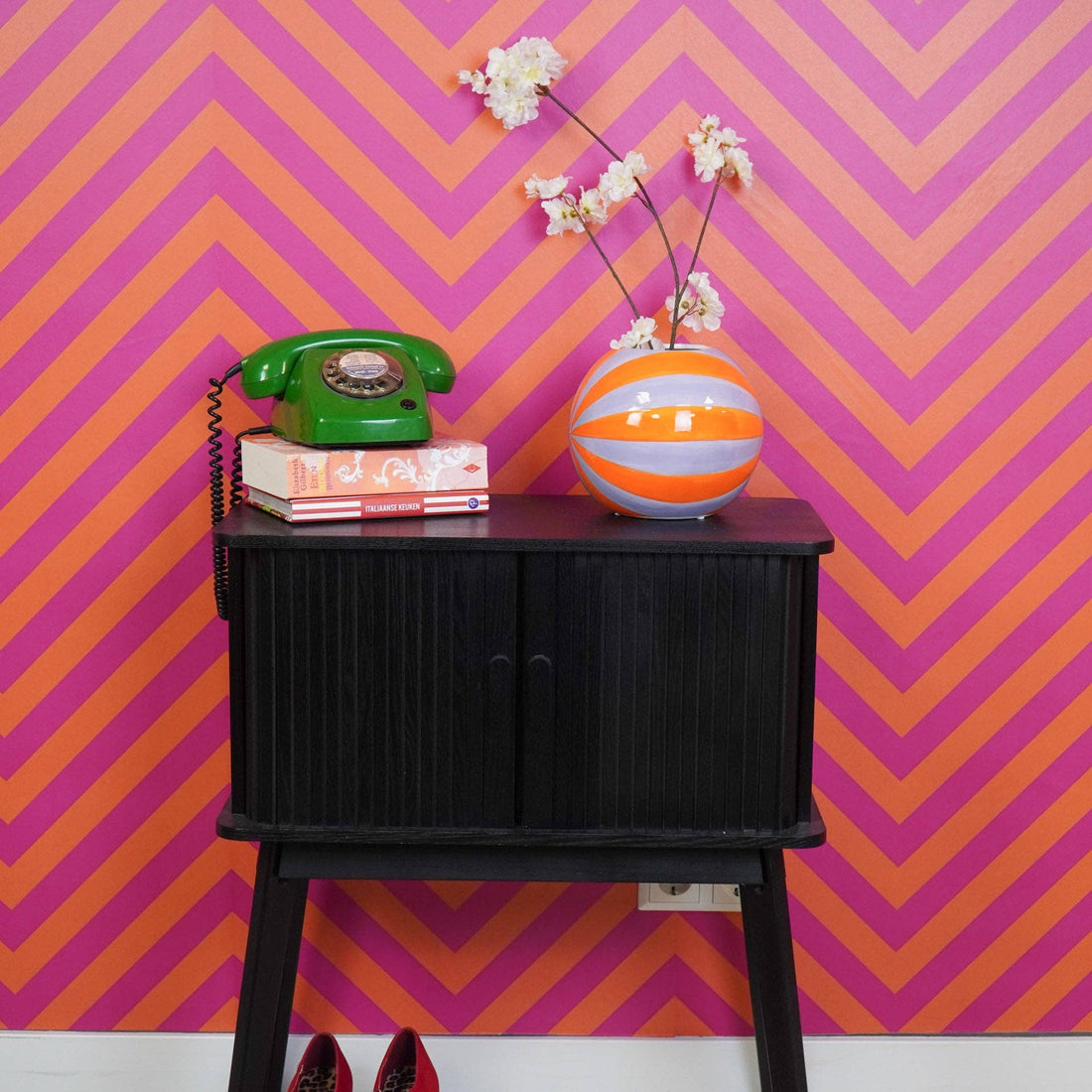 Vase - Vase à fleurs tourbillon - Orange/Lilas - 20x20x20cm