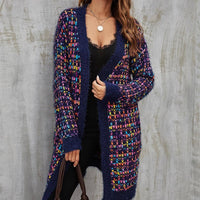 Gilet long multicolore bleu marine