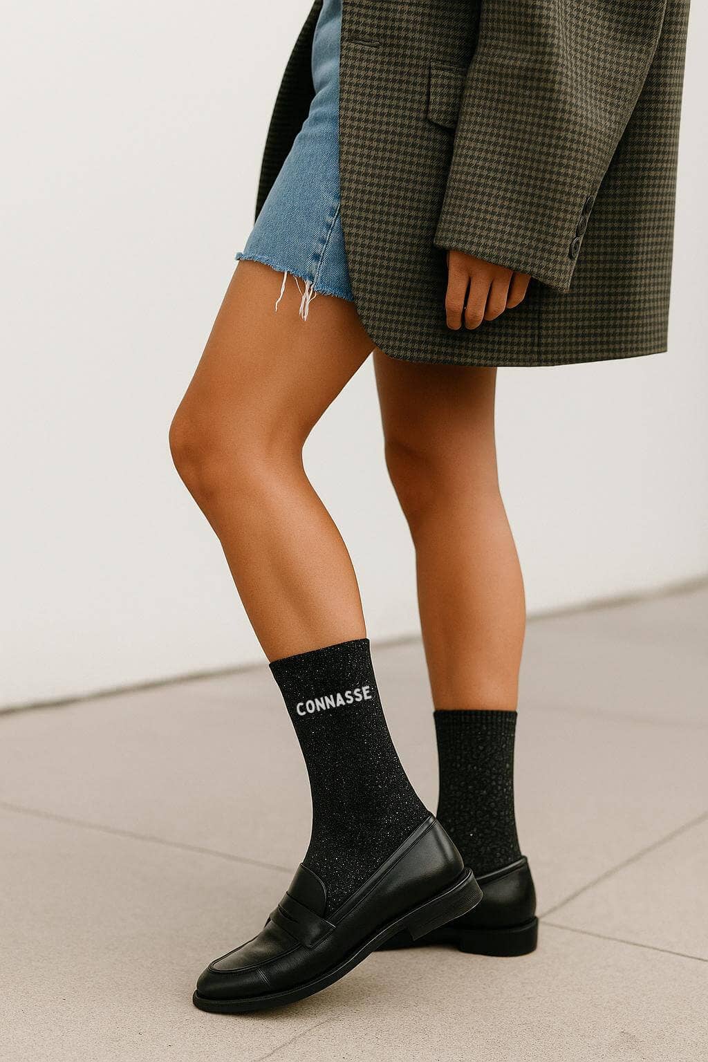 Chaussettes à Paillettes "Connasse" Noir