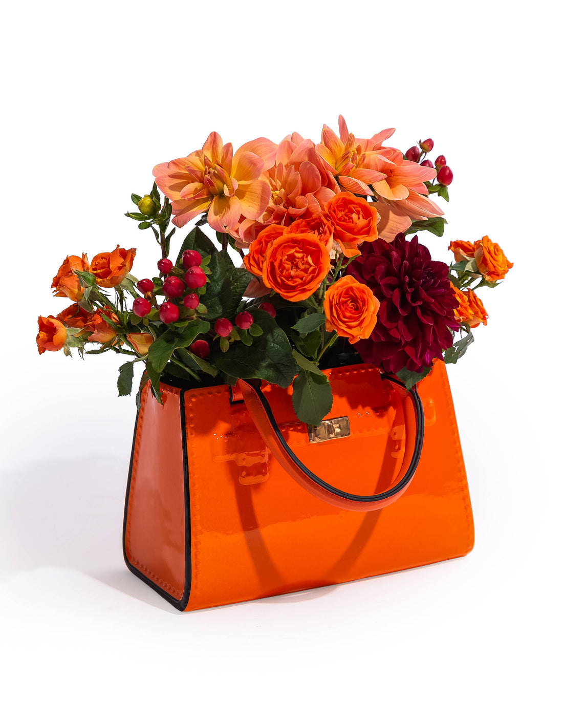 Vase sac à main en céramique orange