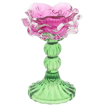 Bougeoir Haute Rose Cristal Fleur