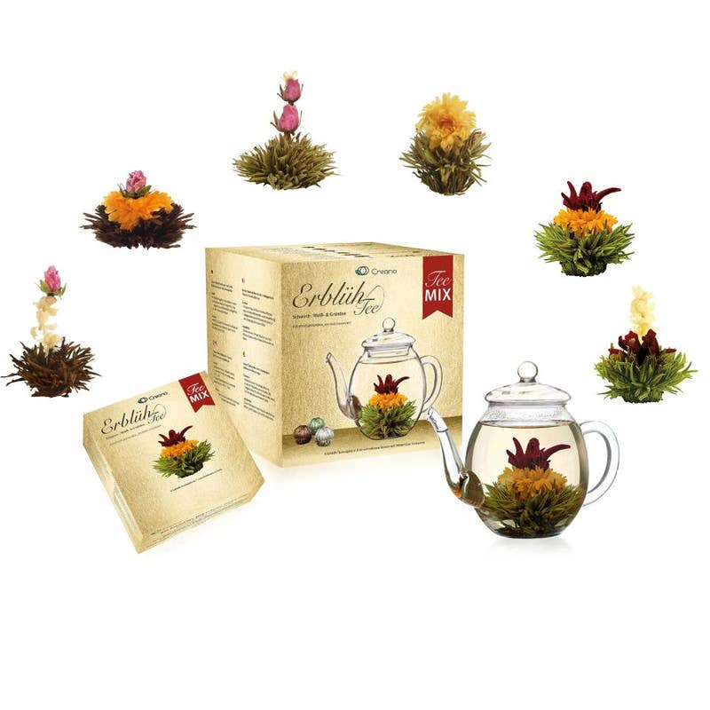 Coffret thé en fleur : thé noir, thé blanc et thé vert