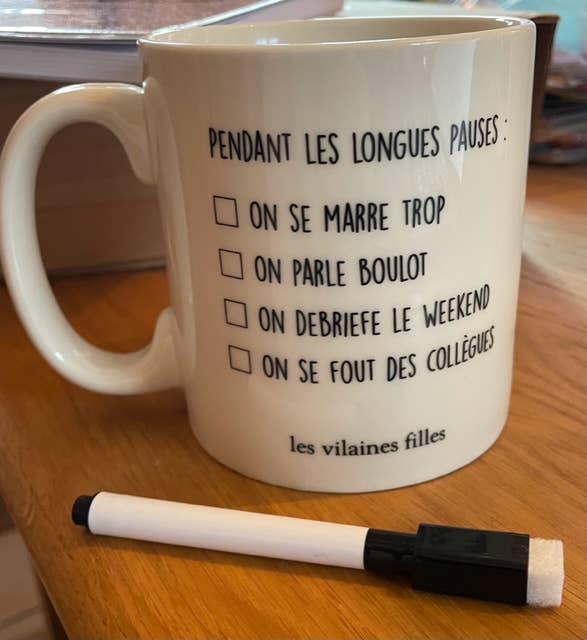 Tasse XXL avec cases à cocher + feutre.