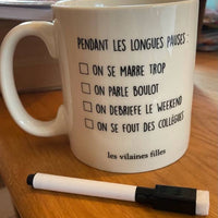 Tasse XXL avec cases à cocher + feutre.