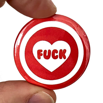 Badge en forme de renard avec bouton en forme de cœur Sweaty Rude F**k