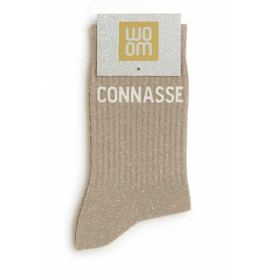 Chaussettes à Paillettes "Connasse" Beige