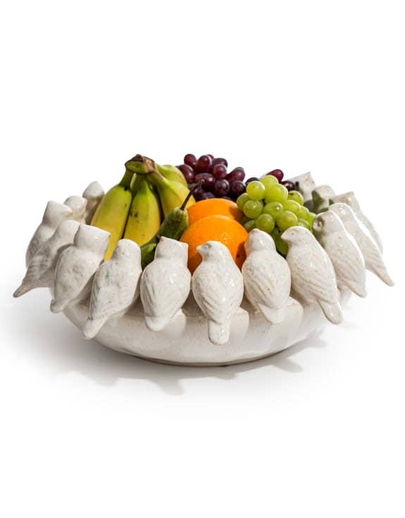 Grande coupe en céramique Oiseaux